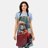 Dalmatian Snowy Car Ride Christmas Painting Schort (Gedragen)