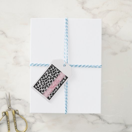 Dalmatian Spot Pattern Pink Bedankt Cadeaulabel (Met Touw)