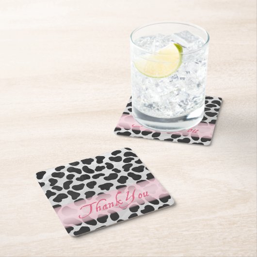 Dalmatian Spot Pattern Pink Bedankt Kartonnen Onderzetters (Insitu)