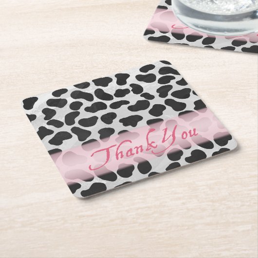 Dalmatian Spot Pattern Pink Bedankt Kartonnen Onderzetters (Schuin)