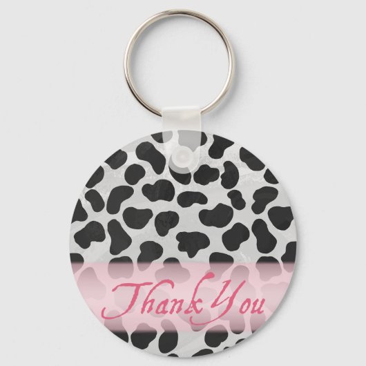 Dalmatian Spot Pattern Pink Bedankt Sleutelhanger (Voorkant)