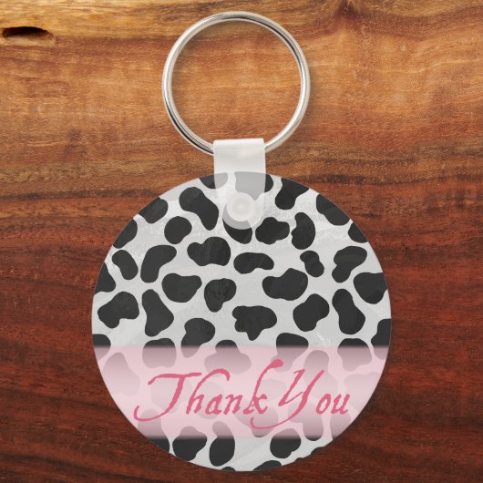 Dalmatian Spot Pattern Pink Bedankt Sleutelhanger (Voorkant)