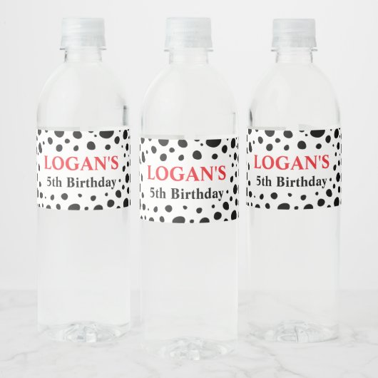 Dalmatian Spots Birthday Waterfles Etiket (Flessen)