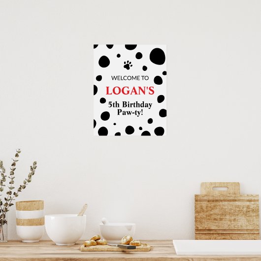 Dalmatian Spots Birthday Welcome Sign Poster (Keuken)
