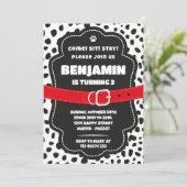Dalmatian Spots Black Invitation for Birthday Kaart (Staand voorkant)