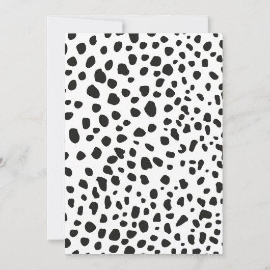 Dalmatian Spots Black Invitation for Birthday Kaart (Achterkant)