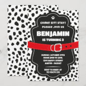 Dalmatian Spots Black Invitation for Birthday Kaart (Voorkant / Achterkant)