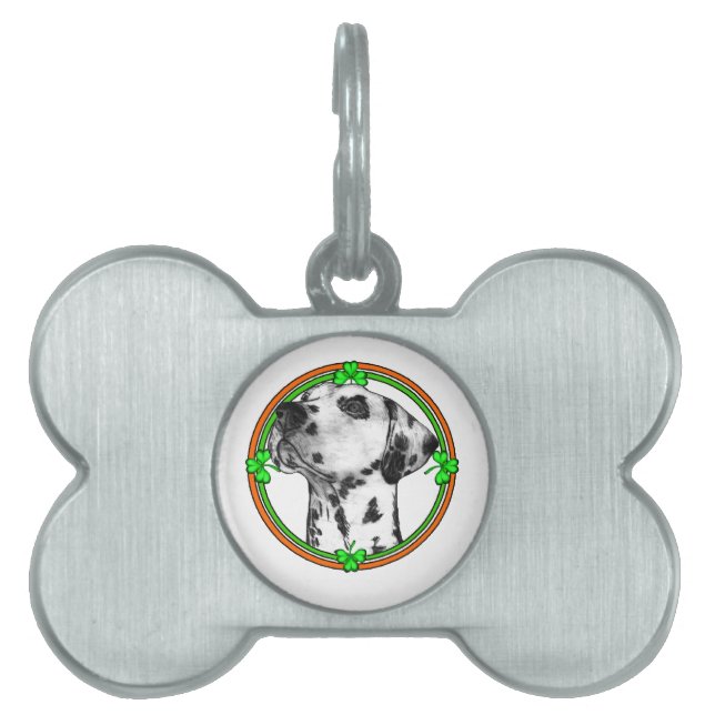 Dalmatian St Patricks Day Huisdieren Naamplaatje (voorkant)