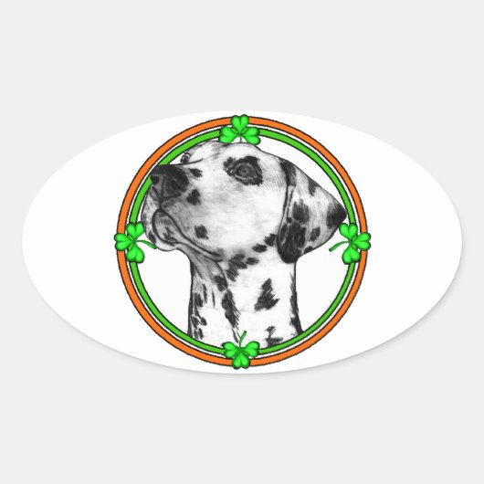 Dalmatian St Patricks Day Ovale Sticker (Voorkant)