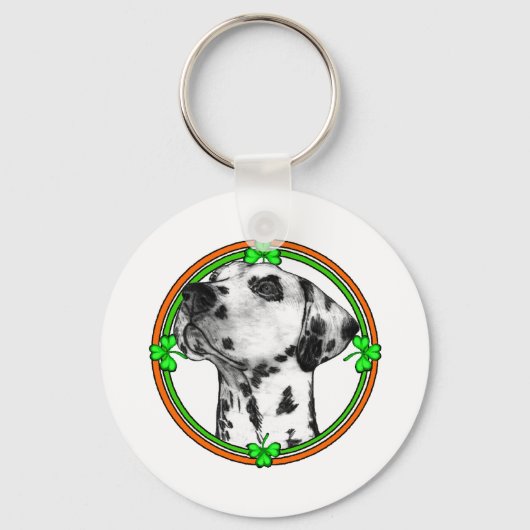 Dalmatian St Patricks Day Sleutelhanger (Voorkant)