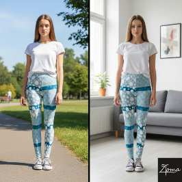 Dalmatian Stippen met brede ocea blauwe lijnen  Leggings