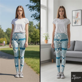 Dalmatian Stippen met brede ocea blauwe lijnen  Leggings