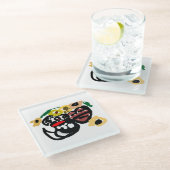 Dalmatian sunflowers glazen onderzetter (Schuin)