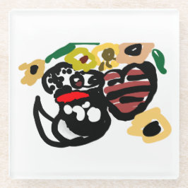 Dalmatian sunflowers glazen onderzetter