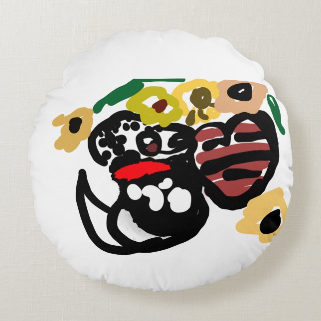 Dalmatian sunflowers rond kussen (Voorkant)