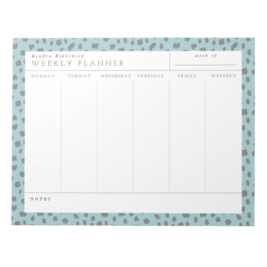 Dalmatian Turquoise Weekly Planner-laptop Notitieblok (Voorkant)