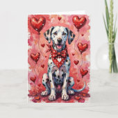 Dalmatian Valentine’s Day Dog with Hearts Red Kaart (Voorkant)