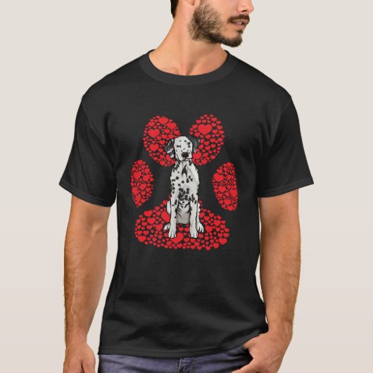 Dalmatian Valentines Day Dog Love Paw T-shirt (Voorkant)