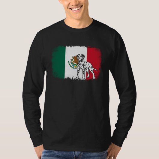 Dalmatian vintage Mexico Mexican flag dog T-shirt (Voorkant)