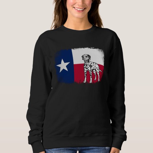 Dalmatian vintage Texas Texan flag dog Trui (Voorkant)