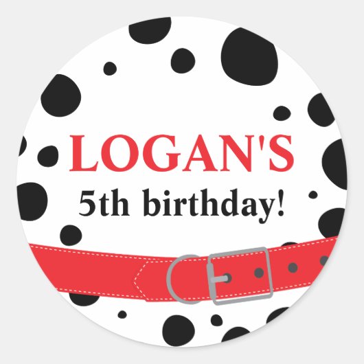 Dalmatian Vlekken Verjaardag Ronde Sticker (Voorkant)