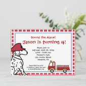 Dalmatian & Vuurtruck uitnodiging (Staand voorkant)