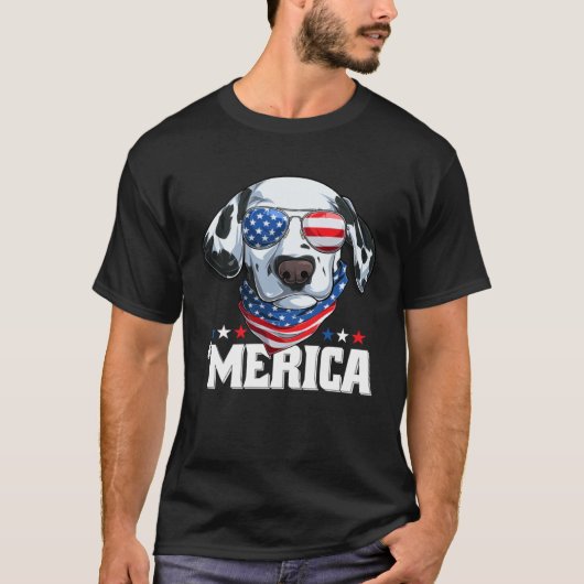 Dalmatian Wearing America Glasses Dog Dalmatian O T-shirt (Voorkant)