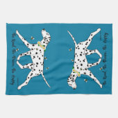 Dalmatian wees bang voor een vrolijk teken theedoek (Horizontaal)