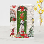 Dalmatianer Kerst  Kaart (Gele Bloem)