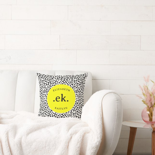 Dalmatianhond Abstract Patroon Gele Monogram Kussen (Bank)
