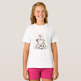Dalmatians with soccer ball for Valentine's Day T-shirt