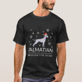 Dalmatie door het sneeuwontwerp voor Kerstmis T-shirt (Voorkant)