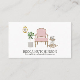 Dalmatie Hond Zittend Pet Sitter Waterverf Visitekaartje