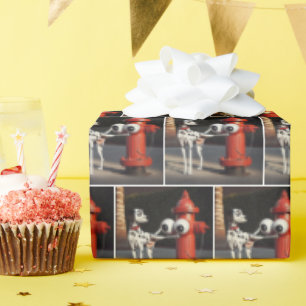 Dalmatie Saluting een rode brandkraan Cadeaupapier