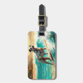 Dalmatie Strand Surfen Schilderij Bagagelabel (Voorkant verticaal)