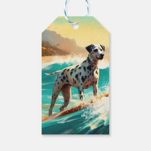 Dalmatie Strand Surfen Schilderij Cadeaulabel (Achterkant)