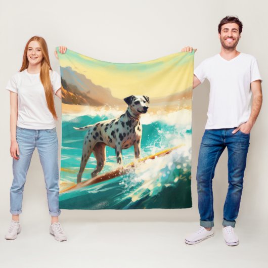 Dalmatie Strand Surfen Schilderij Fleece Deken (In situ)