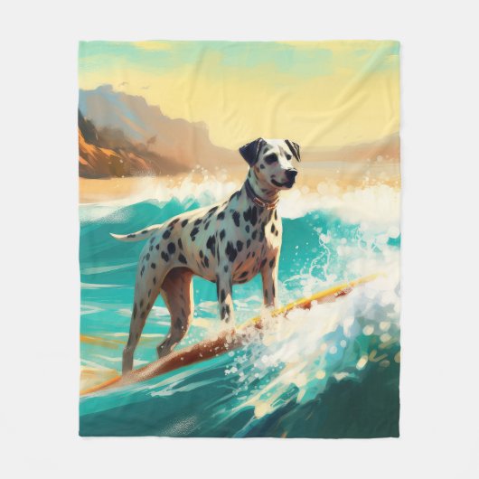 Dalmatie Strand Surfen Schilderij Fleece Deken (Voorkant)