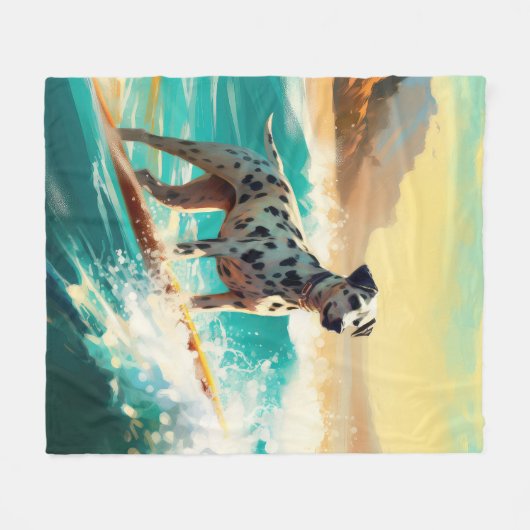 Dalmatie Strand Surfen Schilderij Fleece Deken (Voorkant (Horizontaal))