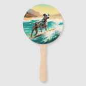 Dalmatie Strand Surfen Schilderij Handwaaier (Voorkant)
