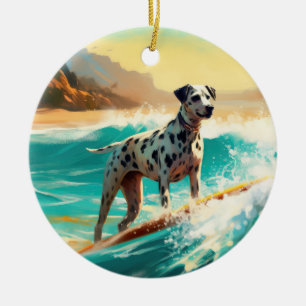 Dalmatie Strand Surfen Schilderij Keramisch Ornament