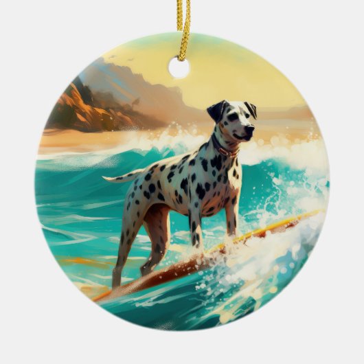 Dalmatie Strand Surfen Schilderij Keramisch Ornament (Voorkant)