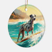 Dalmatie Strand Surfen Schilderij Keramisch Ornament (Links)
