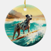 Dalmatie Strand Surfen Schilderij Keramisch Ornament (Achterkant)