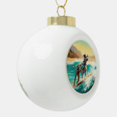 Dalmatie Strand Surfen Schilderij Keramische Bal Ornament (Links)