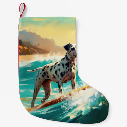 Dalmatie Strand Surfen Schilderij Kleine Kerstsok (Voorkant)