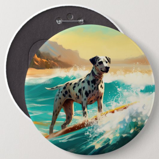 Dalmatie Strand Surfen Schilderij Ronde Button 6,0 Cm (Voorkant /achterkant)