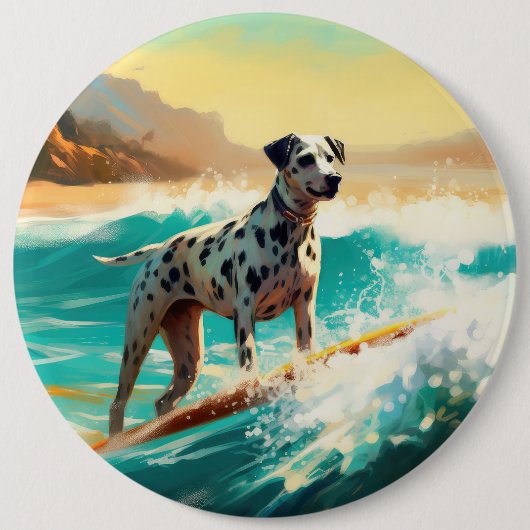 Dalmatie Strand Surfen Schilderij Ronde Button 6,0 Cm (Voorkant)