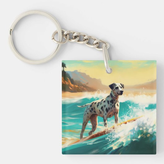 Dalmatie Strand Surfen Schilderij Sleutelhanger (Voorkant)