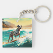 Dalmatie Strand Surfen Schilderij Sleutelhanger (Achterkant)